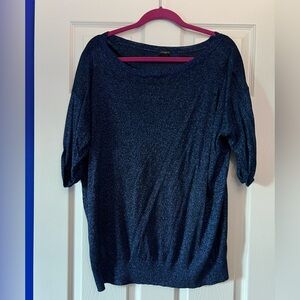 Ann Taylor Midnight Blue Sparkle Knit Top - XL